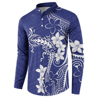 Blue Hawaii Button Sweatshirt Hammerhead Shark Tattoo Curve Polynesian LT14 - Polynesian Pride