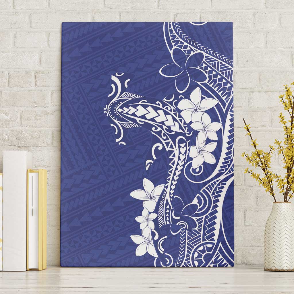 Blue Hawaii Canvas Wall Art Hammerhead Shark Tattoo Curve Polynesian LT14 Without Frame Blue - Polynesian Pride