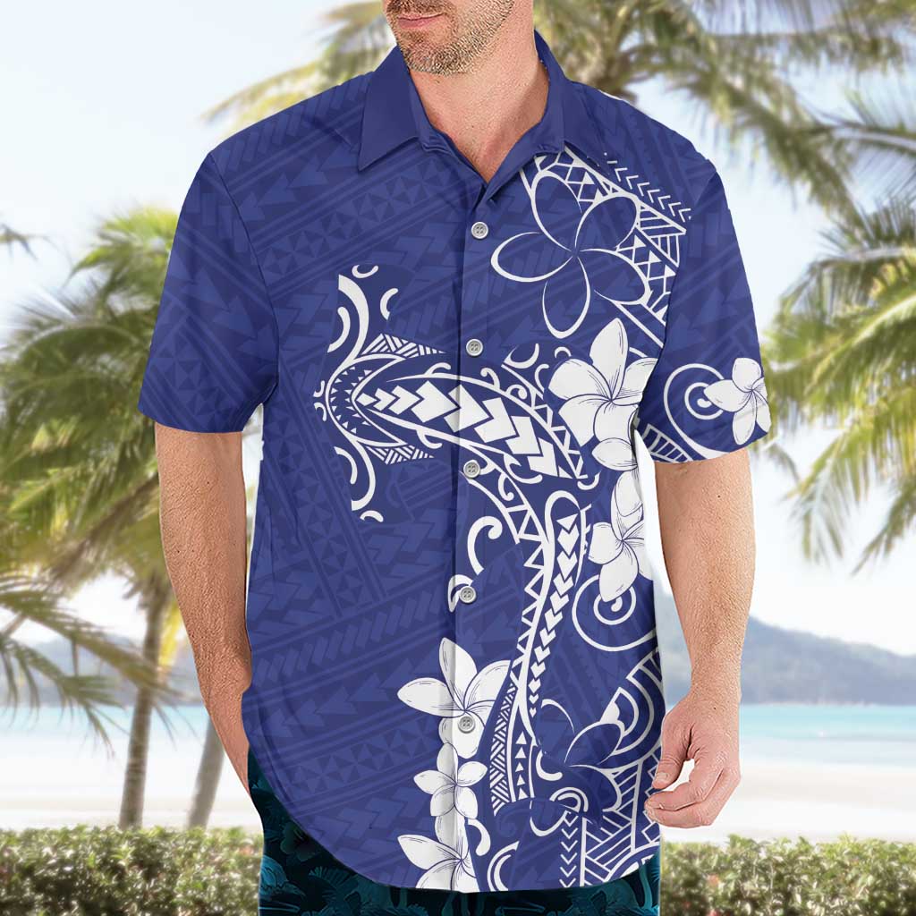 Blue Hawaii Hawaiian Shirt Hammerhead Shark Tattoo Curve Polynesian LT14 - Polynesian Pride