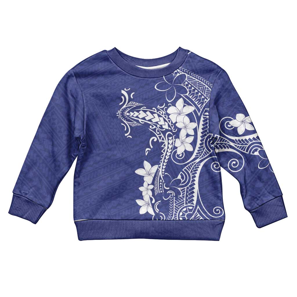 Blue Hawaii Kid Ugly Christmas Sweater Hammerhead Shark Tattoo Curve Polynesian LT14 Kid Blue - Polynesian Pride