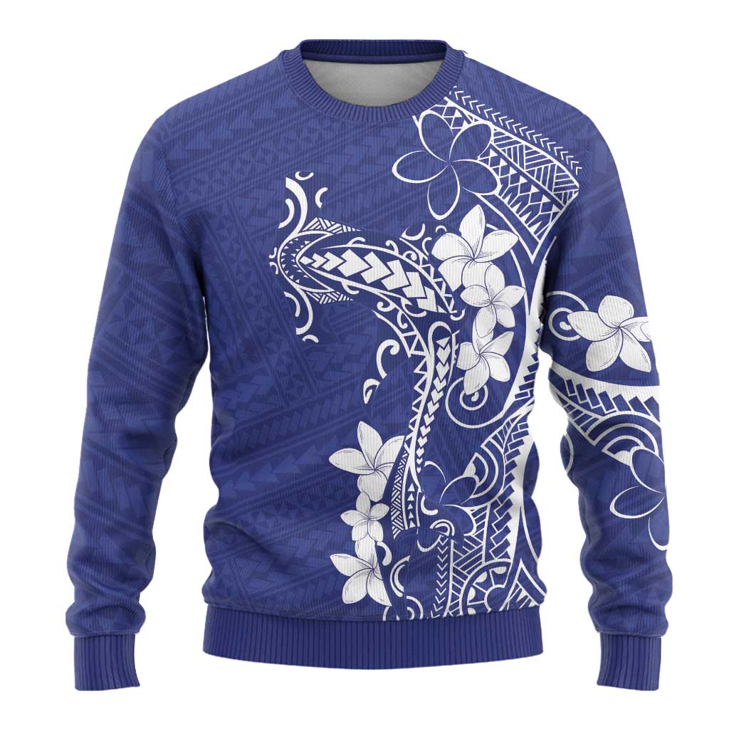 Blue Hawaii Ugly Christmas Sweater Hammerhead Shark Tattoo Curve Polynesian LT14 - Polynesian Pride