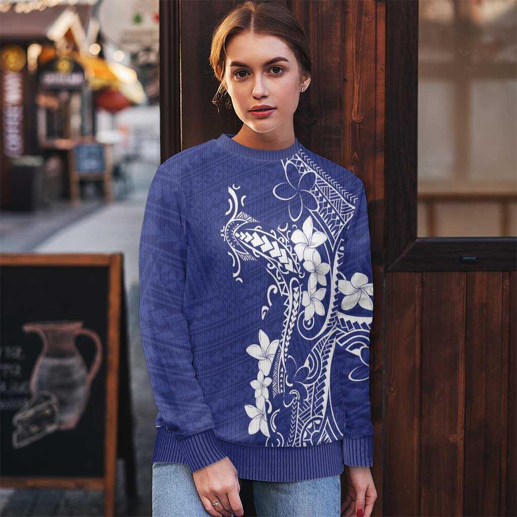 Blue Hawaii Ugly Christmas Sweater Hammerhead Shark Tattoo Curve Polynesian LT14 - Polynesian Pride