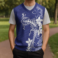 Blue Hawaii Christmas Knitted V-Neck Vest Hammerhead Shark Tattoo Curve Polynesian LT14 - Polynesian Pride