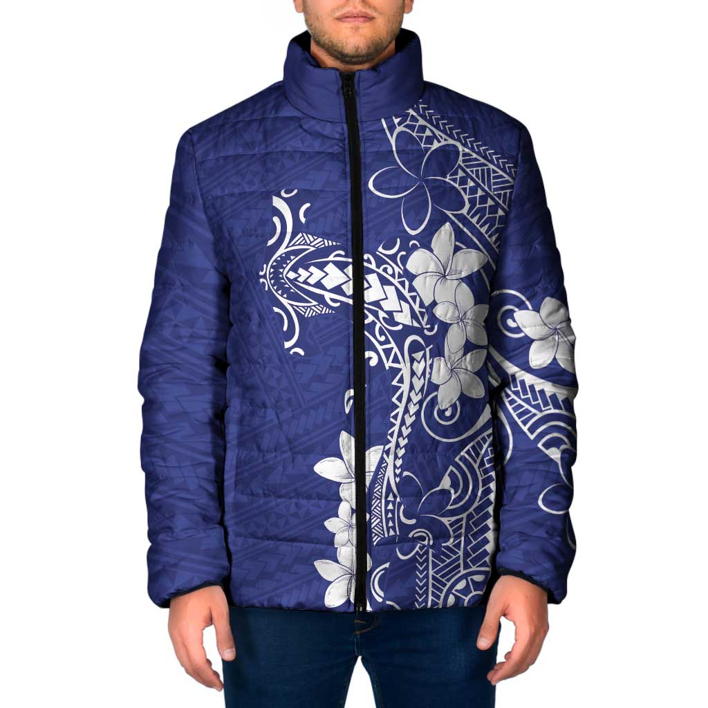 Blue Hawaii Padded Jacket Hammerhead Shark Tattoo Curve Polynesian LT14 Men Blue - Polynesian Pride