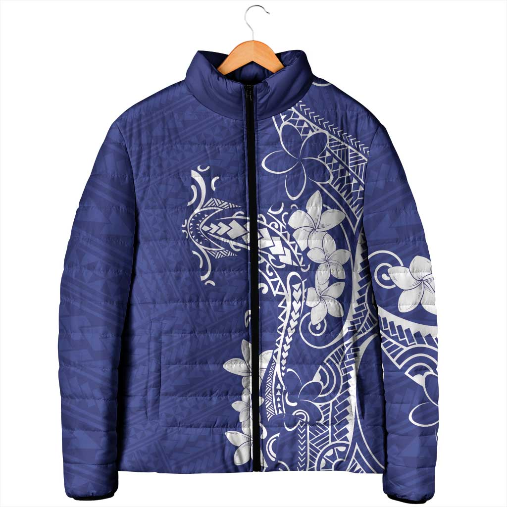 Blue Hawaii Padded Jacket Hammerhead Shark Tattoo Curve Polynesian LT14 - Polynesian Pride