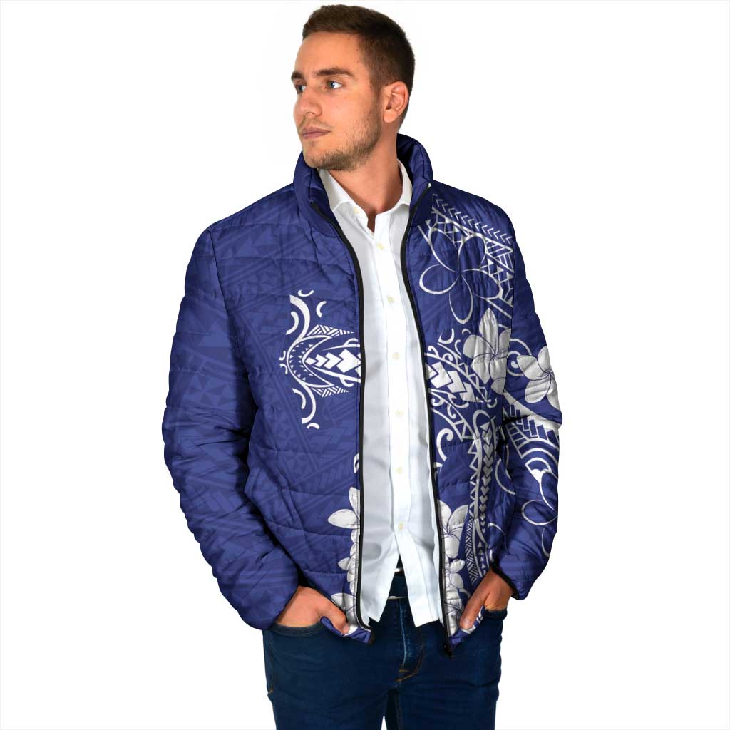 Blue Hawaii Padded Jacket Hammerhead Shark Tattoo Curve Polynesian LT14 - Polynesian Pride