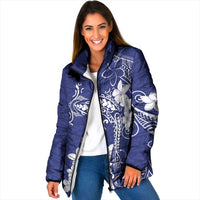 Blue Hawaii Padded Jacket Hammerhead Shark Tattoo Curve Polynesian LT14 Women Blue - Polynesian Pride