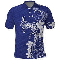Blue Hawaii Polo Shirt Hammerhead Shark Tattoo Curve Polynesian LT14 Blue - Polynesian Pride