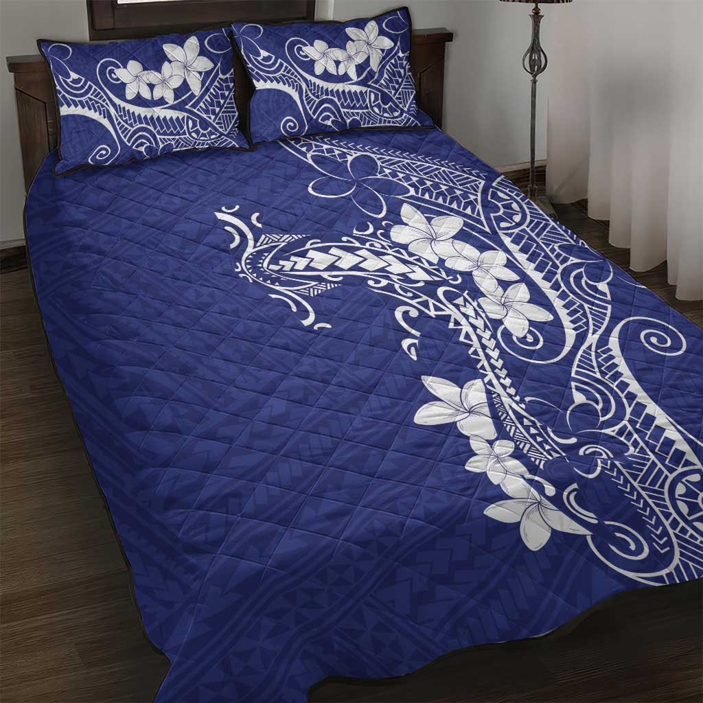 Blue Hawaii Quilt Bed Set Hammerhead Shark Tattoo Curve Polynesian LT14 Blue - Polynesian Pride