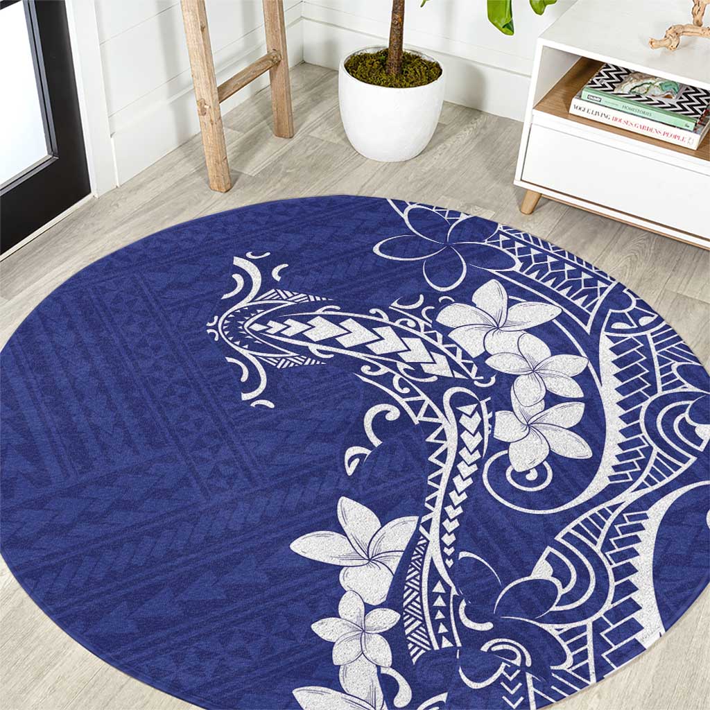 Blue Hawaii Round Carpet Hammerhead Shark Tattoo Curve Polynesian LT14 Blue - Polynesian Pride