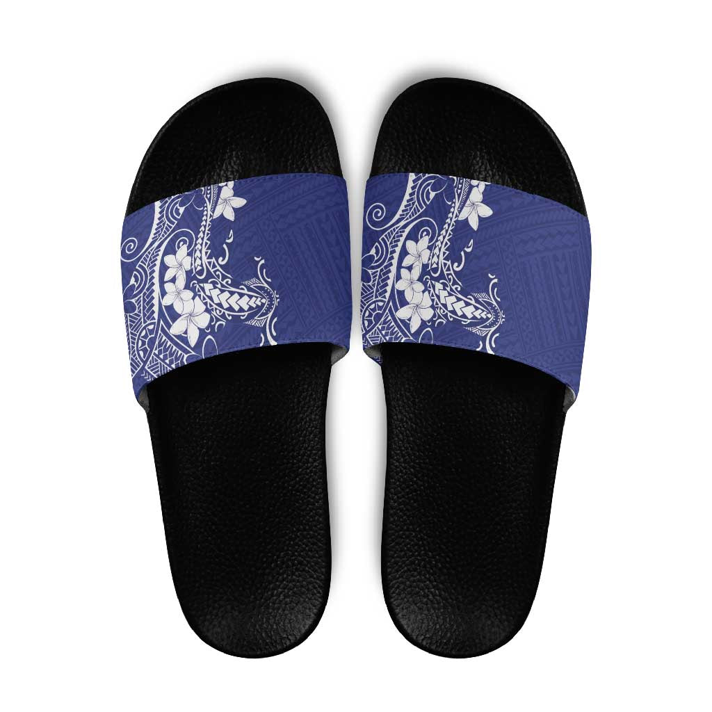 Blue Hawaii Slide Sandals Hammerhead Shark Tattoo Curve Polynesian LT14 Blue - Polynesian Pride