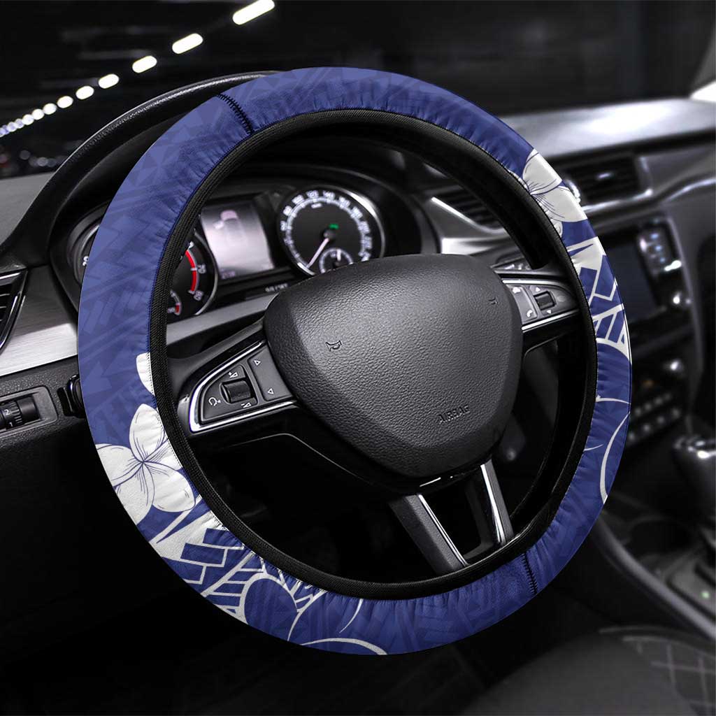 Blue Hawaii Steering Wheel Cover Hammerhead Shark Tattoo Curve Polynesian LT14 Universal Fit Blue - Polynesian Pride