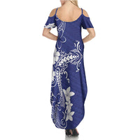 Blue Hawaii Summer Maxi Dress Hammerhead Shark Tattoo Curve Polynesian LT14 - Polynesian Pride
