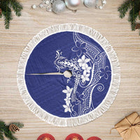 Blue Hawaii Tree Skirt Hammerhead Shark Tattoo Curve Polynesian LT14 Fringed Blue - Polynesian Pride