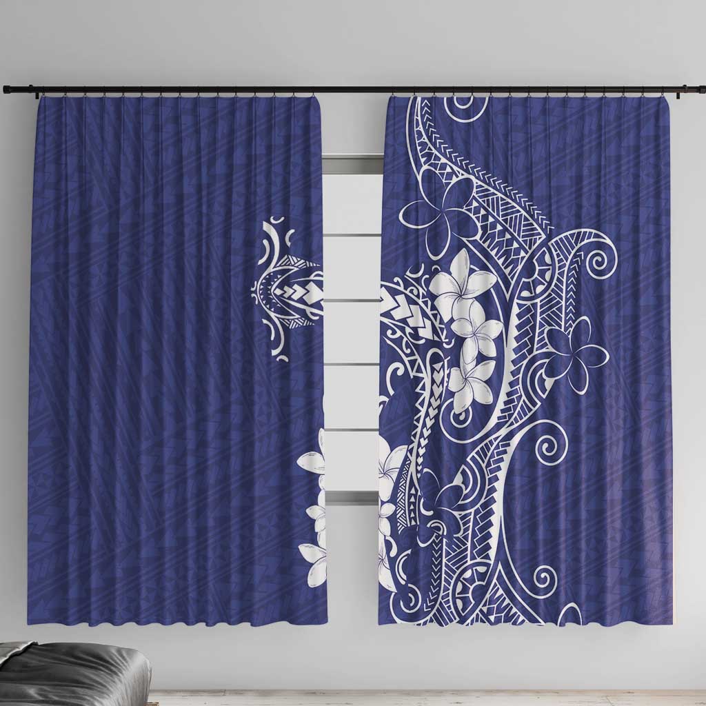 Blue Hawaii Window Curtain Hammerhead Shark Tattoo Curve Polynesian LT14 With Hooks Blue - Polynesian Pride