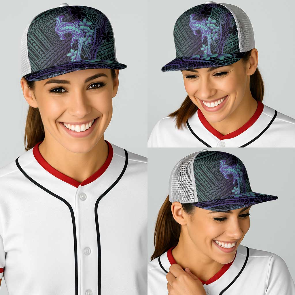 Purple Paradise Hawaii Baseball Net Cap Hammerhead Shark Tattoo Curve Polynesian LT14 - Polynesian Pride