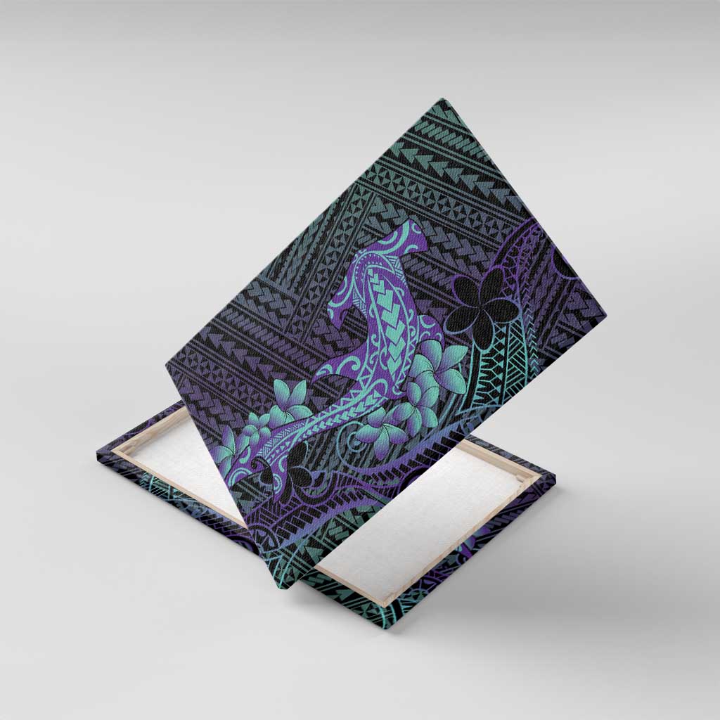 Purple Paradise Hawaii Canvas Wall Art Hammerhead Shark Tattoo Curve Polynesian LT14 With Frame Purple - Polynesian Pride
