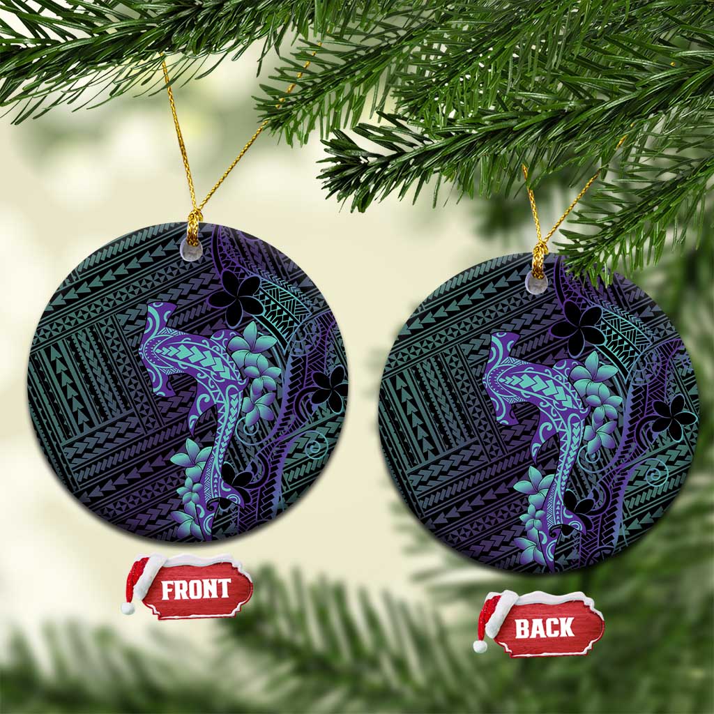 Purple Paradise Hawaii Ceramic Ornament Hammerhead Shark Tattoo Curve Polynesian LT14 Circle Purple - Polynesian Pride