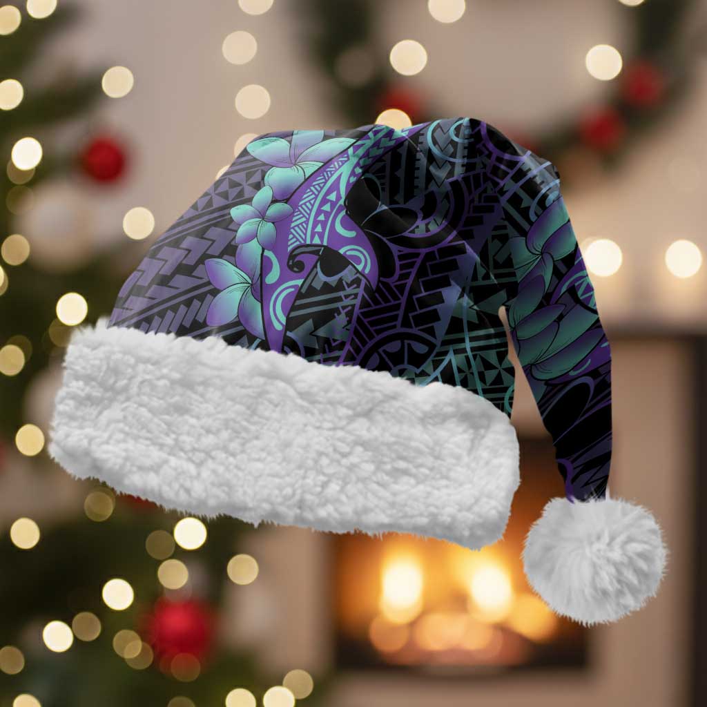 Purple Paradise Hawaii Christmas Santa Hat Hammerhead Shark Tattoo Curve Polynesian LT14 With Fur Purple - Polynesian Pride
