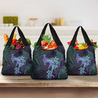 Purple Paradise Hawaii Grocery Bag Hammerhead Shark Tattoo Curve Polynesian LT14 3-pack One Size Purple - Polynesian Pride