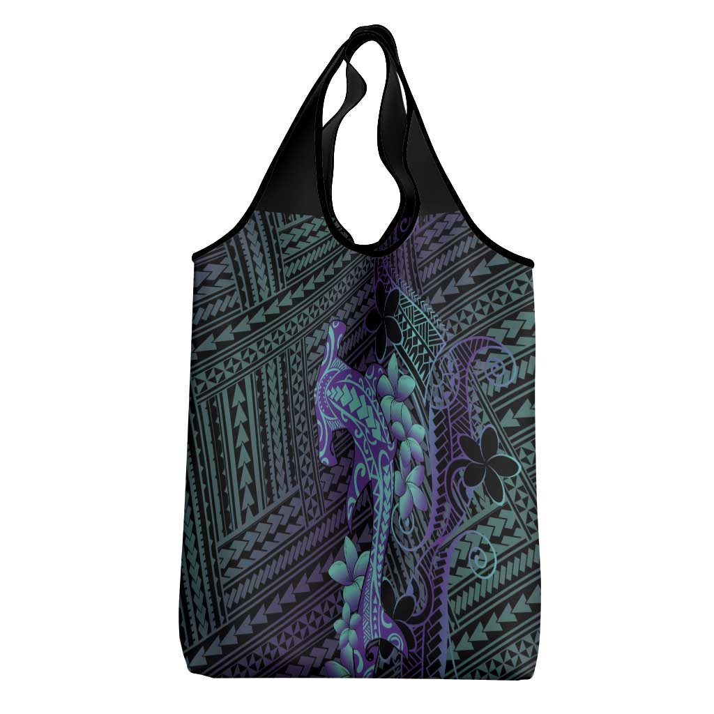 Purple Paradise Hawaii Grocery Bag Hammerhead Shark Tattoo Curve Polynesian LT14 - Polynesian Pride
