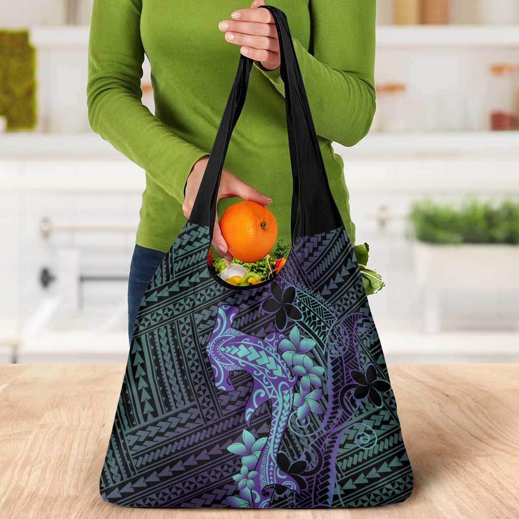 Purple Paradise Hawaii Grocery Bag Hammerhead Shark Tattoo Curve Polynesian LT14 - Polynesian Pride
