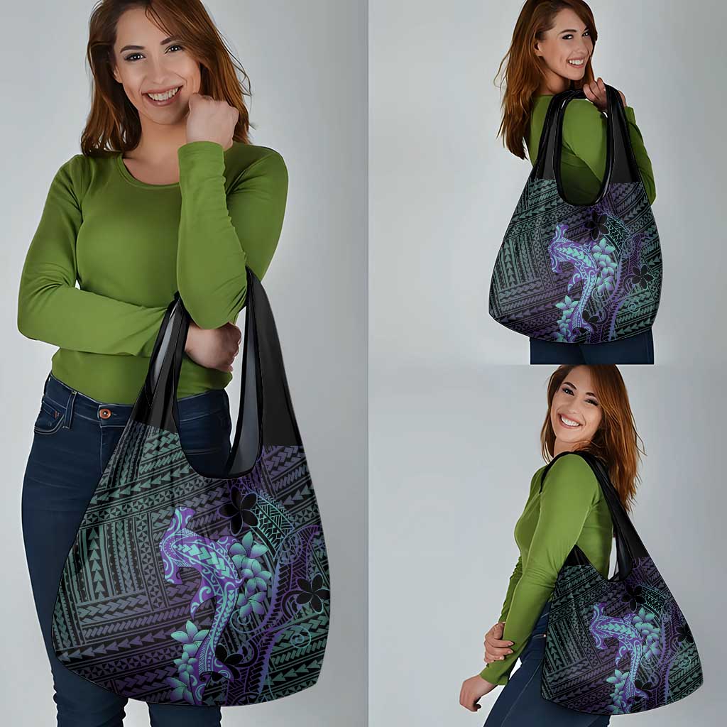 Purple Paradise Hawaii Grocery Bag Hammerhead Shark Tattoo Curve Polynesian LT14 - Polynesian Pride