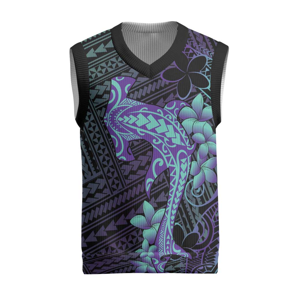 Purple Paradise Hawaii Christmas Knitted V-Neck Vest Hammerhead Shark Tattoo Curve Polynesian LT14 Purple - Polynesian Pride