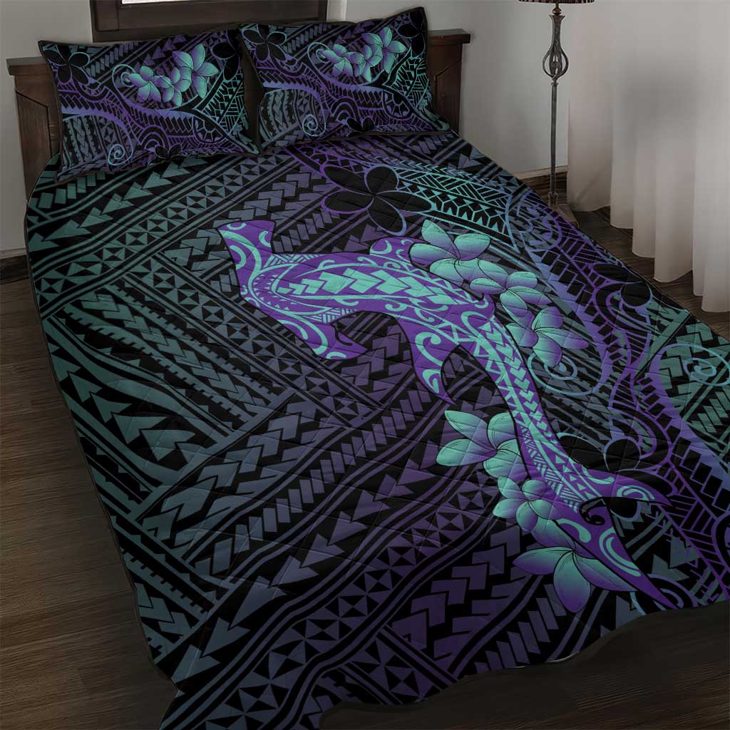 Purple Paradise Hawaii Quilt Bed Set Hammerhead Shark Tattoo Curve Polynesian LT14 Purple - Polynesian Pride