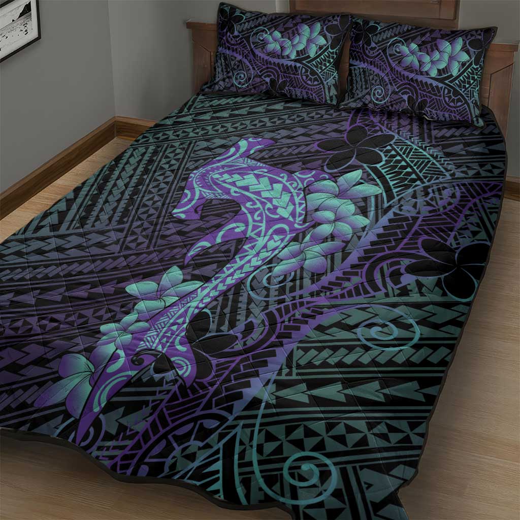 Purple Paradise Hawaii Quilt Bed Set Hammerhead Shark Tattoo Curve Polynesian LT14 - Polynesian Pride