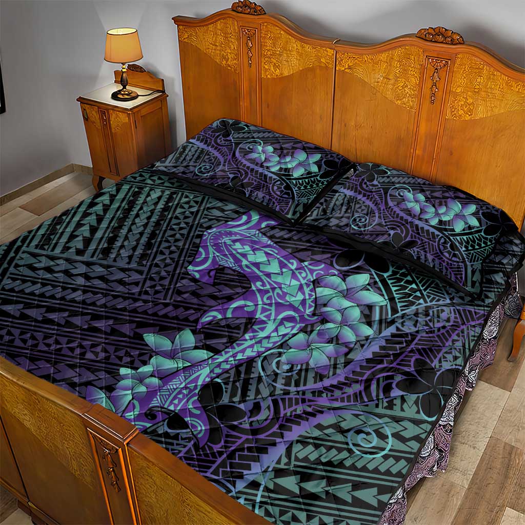 Purple Paradise Hawaii Quilt Bed Set Hammerhead Shark Tattoo Curve Polynesian LT14 - Polynesian Pride