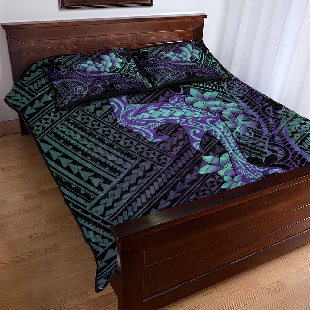 Purple Paradise Hawaii Quilt Bed Set Hammerhead Shark Tattoo Curve Polynesian LT14 - Polynesian Pride