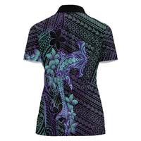 Purple Paradise Hawaii Women Polo Shirt Hammerhead Shark Tattoo Curve Polynesian LT14 - Polynesian Pride