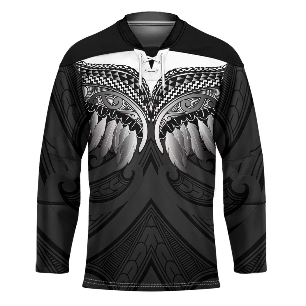 Poutama Korowai New Zealand Hockey Jersey Aotearoa Maori Tattoo LT14 Unisex Black - Polynesian Pride