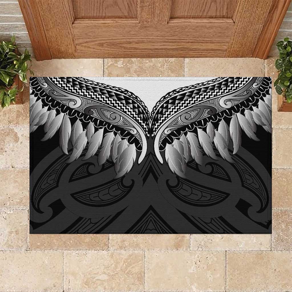Poutama Korowai New Zealand Rubber Doormat Aotearoa Maori Tattoo LT14 Black - Polynesian Pride