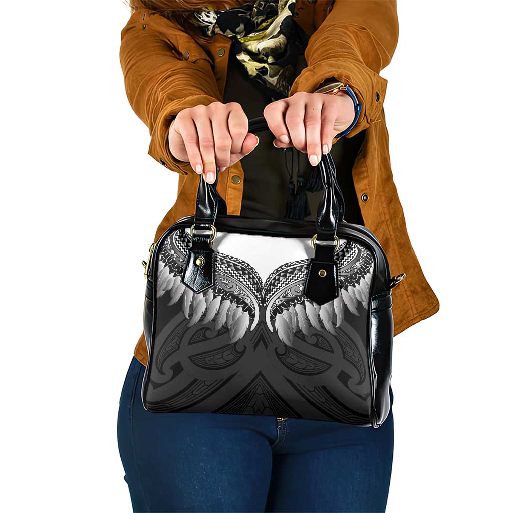 Poutama Korowai New Zealand Shoulder Handbag Aotearoa Maori Tattoo LT14 One Size Black - Polynesian Pride