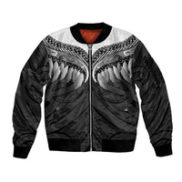 Poutama Korowai New Zealand Sleeve Zip Bomber Jacket Aotearoa Maori Tattoo LT14 Unisex Black - Polynesian Pride