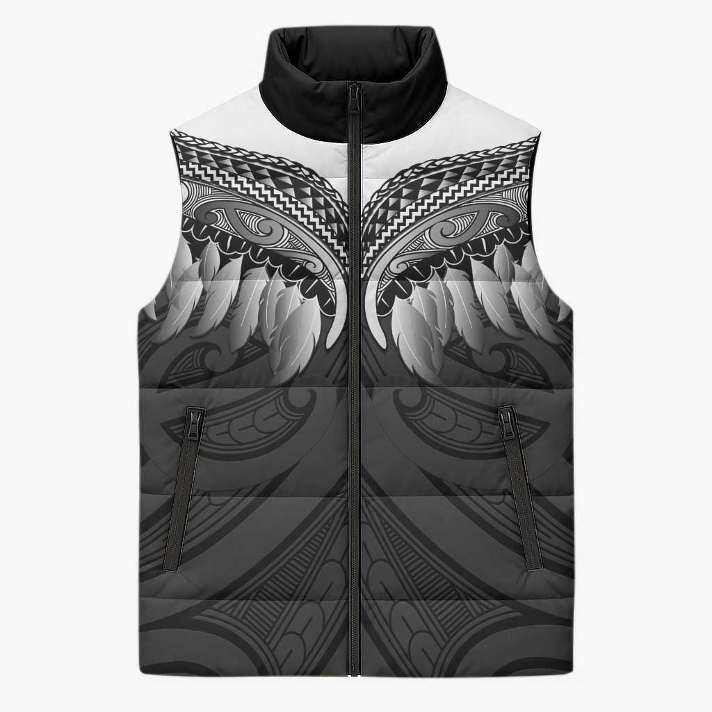 Poutama Korowai New Zealand Sleeveless Puffer Jacket Aotearoa Maori Tattoo LT14 Unisex Black - Polynesian Pride