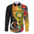 Personalised Vanuatu Torba Day Family Matching Puletasi Dress and Hawaiian Shirt Coat Of Arms Mix Tropical Flowers LT14 Dad's Shirt - Long Sleeve Black - Polynesian Pride