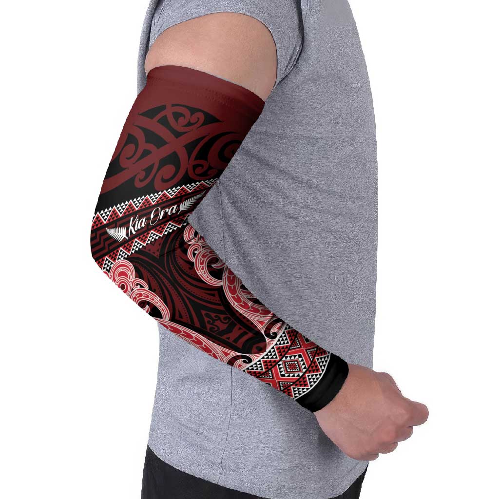 Kia Ora New Zealand Arm Sleeves Maori Language Week Whero Taniko Motif LT14 - Polynesian Pride