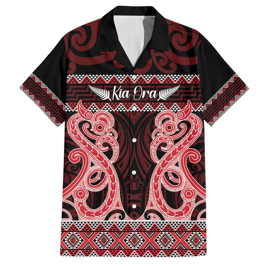 Kia Ora New Zealand Hawaiian Shirt Maori Language Week Whero Taniko Motif LT14 Red - Polynesian Pride