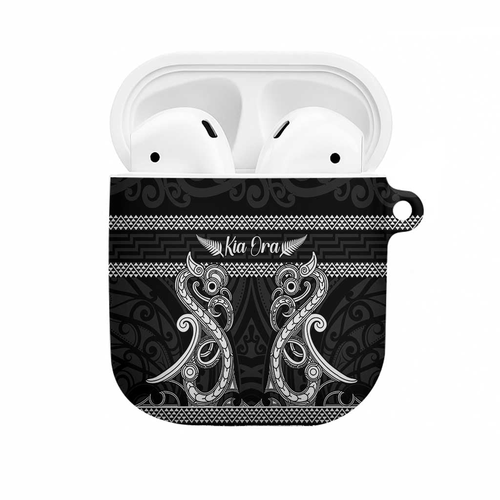Kia Ora New Zealand AirPods Case Maori Language Week Pango Taniko Motif LT14 Black - Polynesian Pride