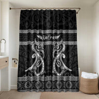Kia Ora New Zealand Bathroom Set Maori Language Week Pango Taniko Motif LT14 Shower Curtain Only Black - Polynesian Pride