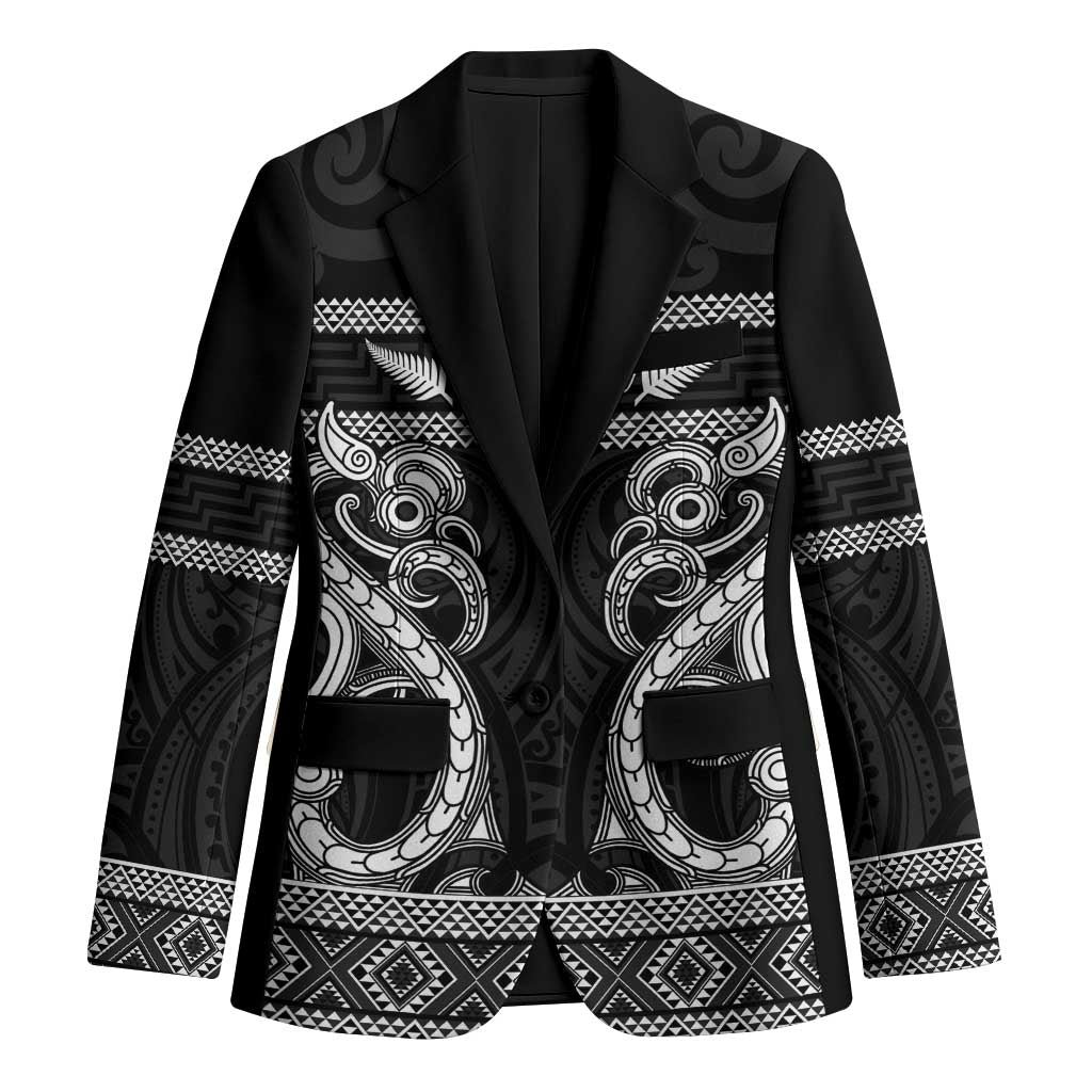 Kia Ora New Zealand Blazer Maori Language Week Pango Taniko Motif LT14 Unisex Black - Polynesian Pride