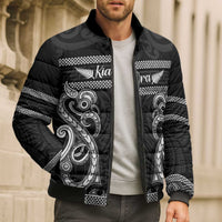 Kia Ora New Zealand Bomber Puffer Jacket Maori Language Week Pango Taniko Motif LT14 - Polynesian Pride