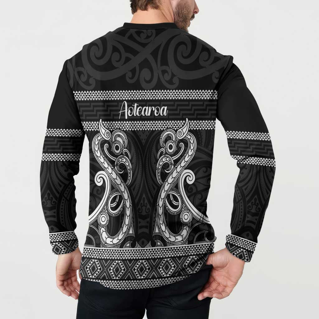 Kia Ora New Zealand Button Sweatshirt Maori Language Week Pango Taniko Motif LT14 - Polynesian Pride