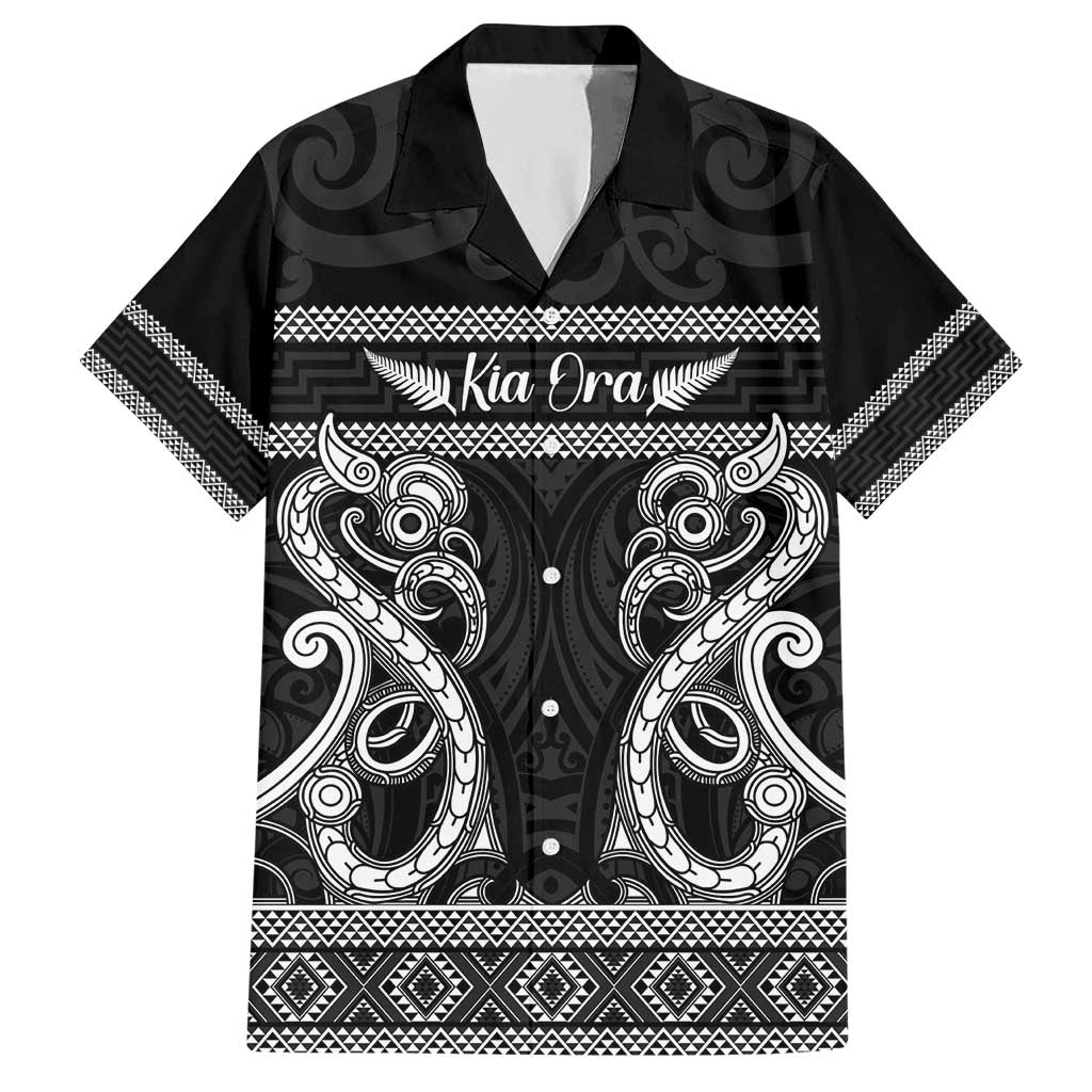 Kia Ora New Zealand Hawaiian Shirt Maori Language Week Pango Taniko Motif LT14 Black - Polynesian Pride