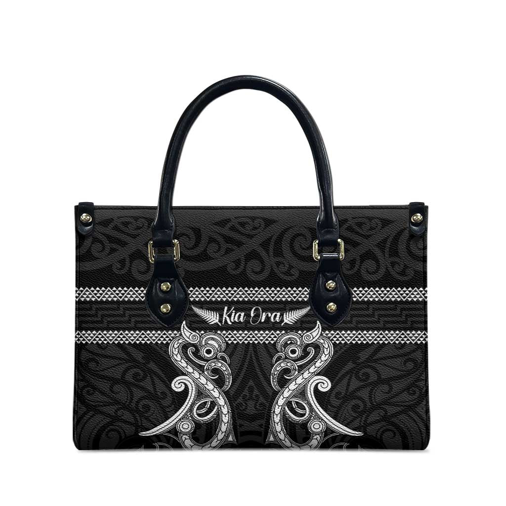 Kia Ora New Zealand Leather Bag Maori Language Week Pango Taniko Motif LT14 - Polynesian Pride