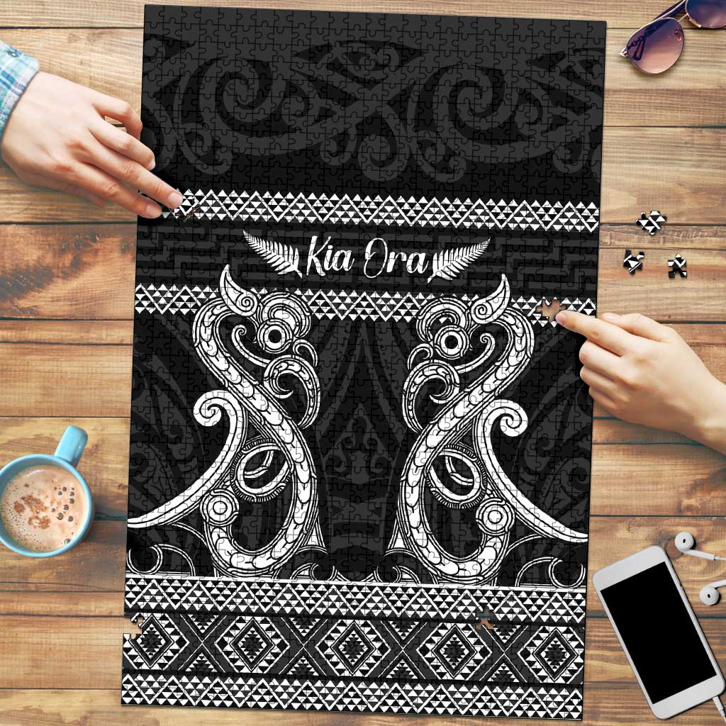 Kia Ora New Zealand Puzzle Maori Language Week Pango Taniko Motif LT14 Black - Polynesian Pride