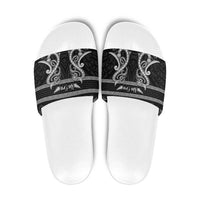 Kia Ora New Zealand Slide Sandals Maori Language Week Pango Taniko Motif LT14 Black - Polynesian Pride